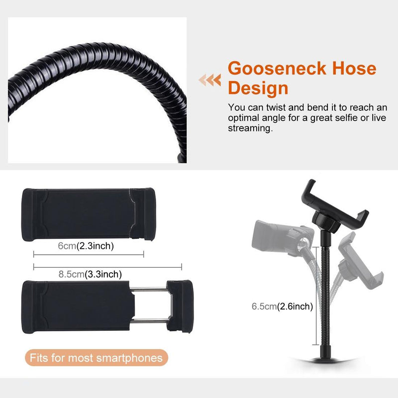 7.9 Usb 3 Modes Dimmable Dual Colour Led Ring Light with Mirror for Vlogging and Photography - Black