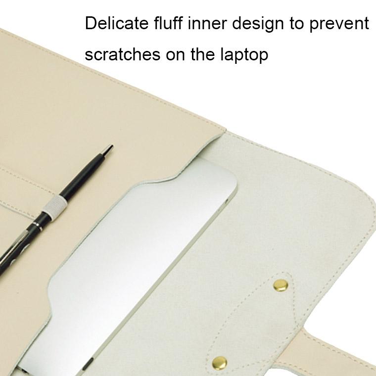 3-in-1 Waterproof Leather Laptop Liner Bag - 14 Inches - Light Yellow