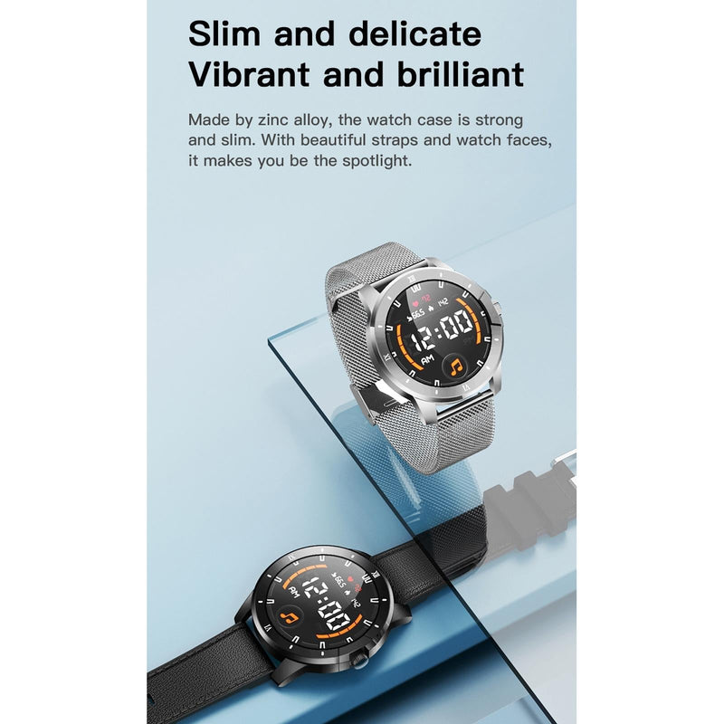 1.3 Inch Ips Colour Screen Ip68 Waterproof Smart Watch Support Bluetooth Call / Sleep Monitoring / Heart Rate Monitoring - Silicone Strap Silver