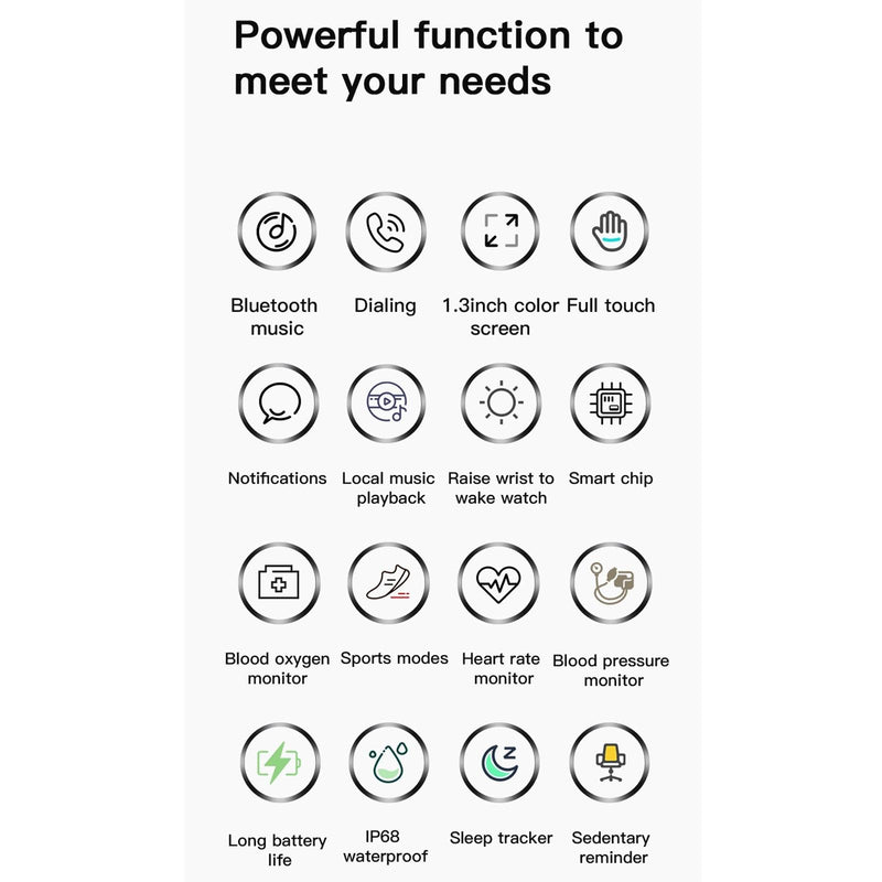 1.3 Inch Ips Colour Screen Ip68 Waterproof Smart Watch Support Bluetooth Call / Sleep Monitoring / Heart Rate Monitoring - Silicone Strap Silver