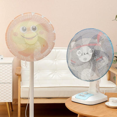 18-Inch Cartoon Children'S Electric Fan With All-Inclusive Mesh Protection Net And Anti-Pinch Hand Cover - Blue Whale