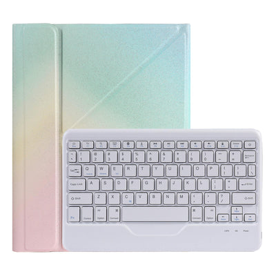 10.2 / 10.5 Inch Bluetooth Keyboard Tablet Case With Triangle Holder & Pen Slot - Gradient Rainbow
