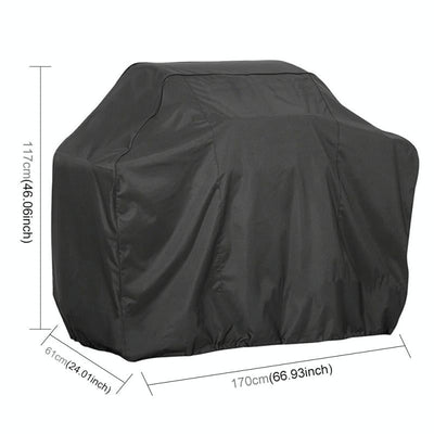 Waterproof Bbq Grill Cover - Anti-uv Dust-proof 210d Oxford Cloth - 170x61x117cm - Black