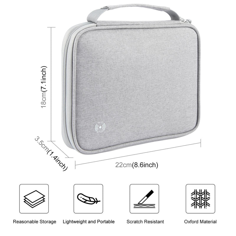 Passport Wallet With Handle Document Organizer & Card Holder - Black