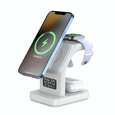 15W Magnetic Wireless Charger With Clock - Black