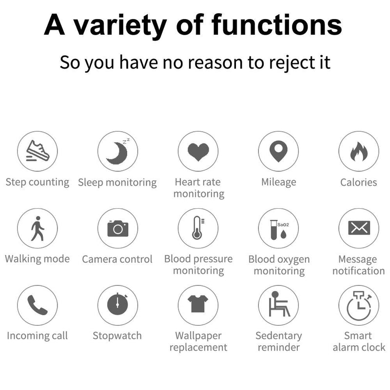 1.3 Inch Ips Colour Touch Screen Smart Watch Ip67 Waterproof Support Weather Forecast / Heart Rate Monitor / Sleep Monitor / Blood Pressure Monitoring Black