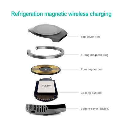 15W Magnetic Wireless Charger For Refrigeration - Black