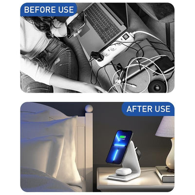 3 In 1 Magnetic Wireless Vertical Charger - Black