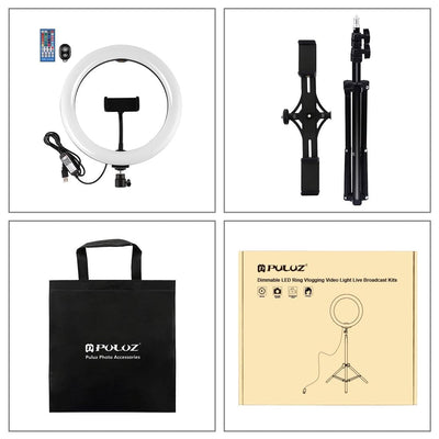 10.2 Curved Rgbw Led Ring Light Kit with Tripod Dual Phone Brackets Remote and Clamp