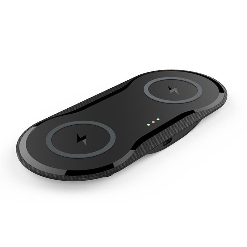 10W Dual Wireless Fast Charger For Qi Phones - Black