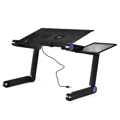 Adjustable Laptop Stand with Fans & Mouse Pad - Portable & Foldable