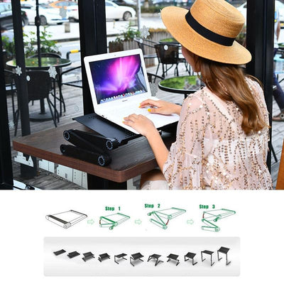 Adjustable Laptop Stand with Fans & Mouse Pad - Portable & Foldable