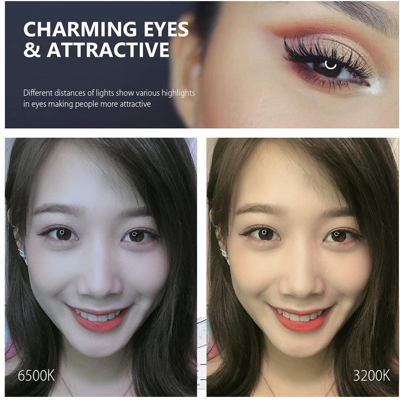 10.2 Led Ring Light with Tripod and Phone Clamp - 3 Modes Dual Colour Temperature Dimmable - Black