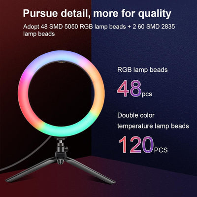 10.2 Marquee Led Beauty Light With Tripod And Remote - Dual-Colour Ring Light For Vlogging And Photography