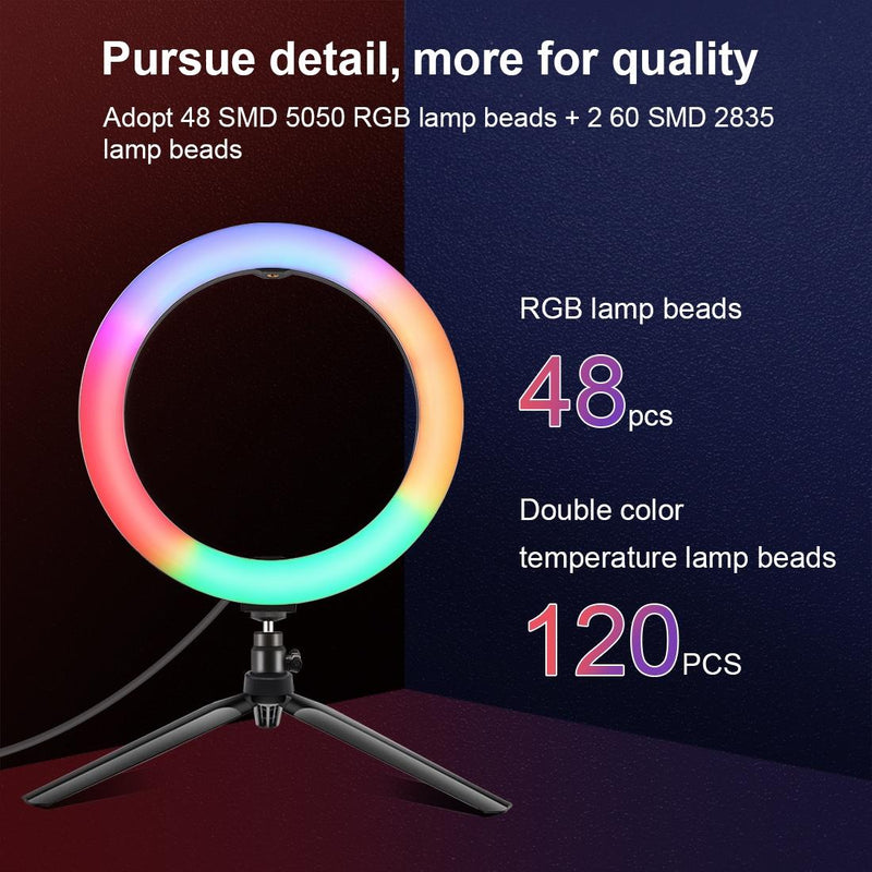 10.2 Marquee Led Beauty Light With Tripod And Remote - Dual-Colour Ring Light For Vlogging And Photography