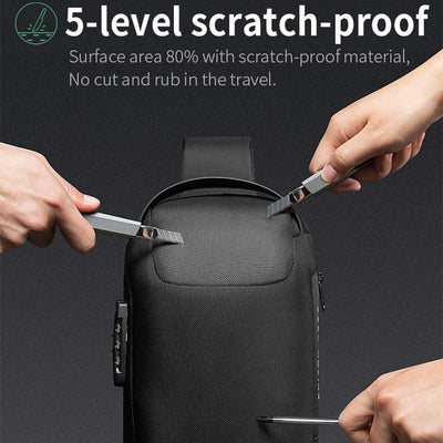 Waterproof Anti Theft Crossbody Chest Bag Men Oxford Cloth 34X18X10Cm - Black