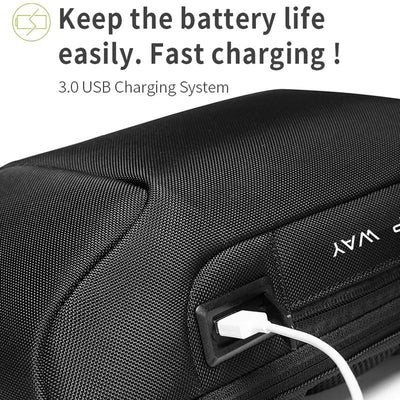 Waterproof Anti Theft Crossbody Chest Bag Men Oxford Cloth 34X18X10Cm - Black