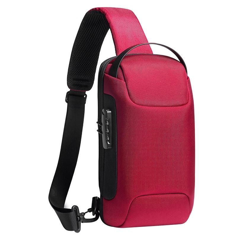 Waterproof Anti Theft Crossbody Chest Bag Men Oxford Cloth 34X18X10Cm - Black