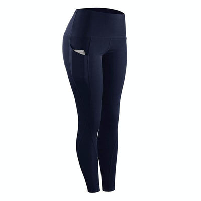 High Waist Slim Sports Leggings Women Tight Sportswear Size L - Blue