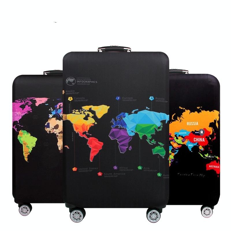 Protective Elastic Suitcase Cover - Fits 26-28 Inch Luggage - Dustproof & Scratch-Proof - Geometric Map