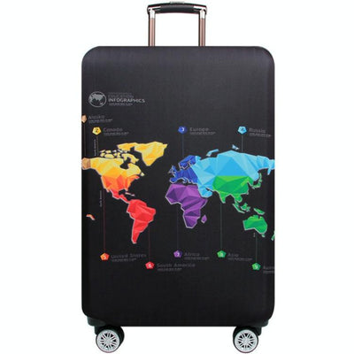 Protective Elastic Suitcase Cover - Fits 26-28 Inch Luggage - Dustproof & Scratch-Proof - Geometric Map