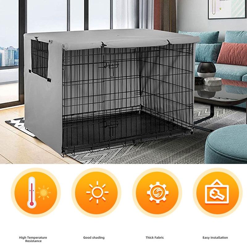 Outdoor Pet Cage Cover - Oxford Cloth Dustproof Rainproof Sunscreen - 94x61x63.5cm - Black