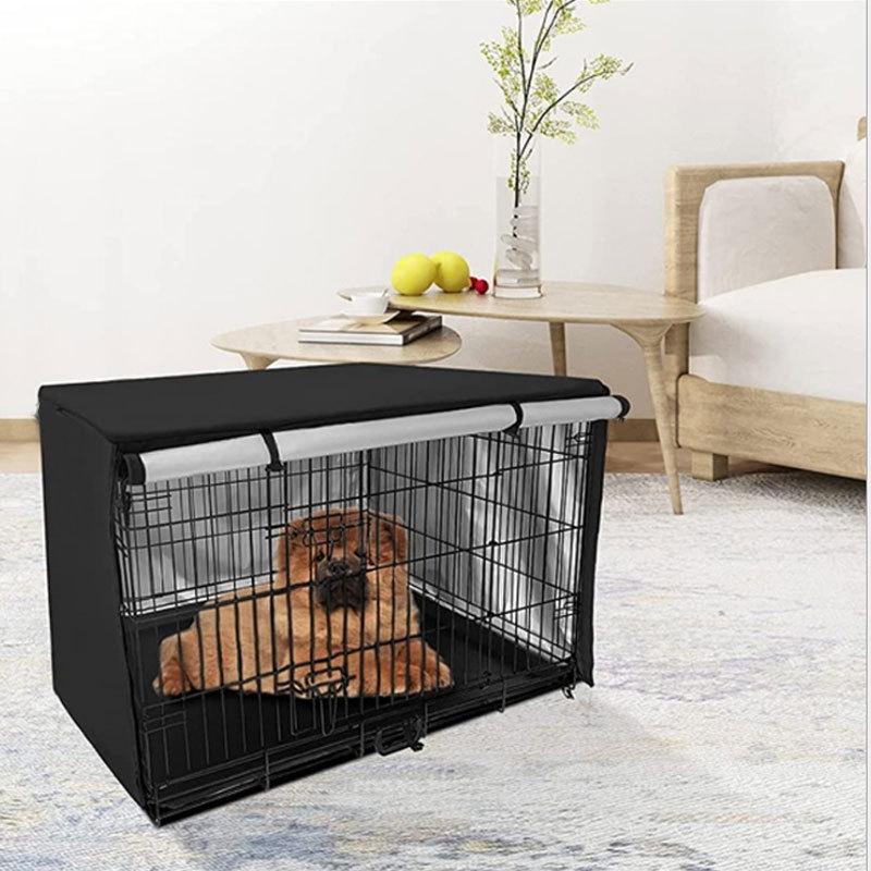 Outdoor Pet Cage Cover - Oxford Cloth Dustproof Rainproof Sunscreen - 94x61x63.5cm - Black