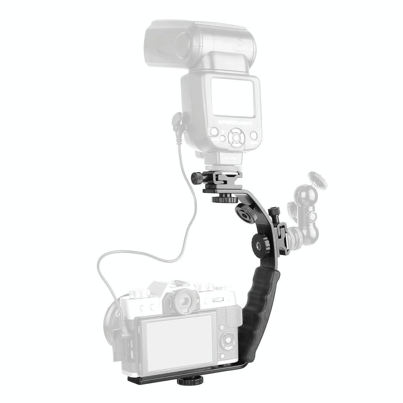 Aluminum L-Shaped Flash Bracket Camera Holder - Black