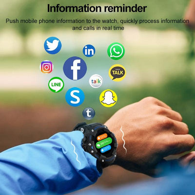 1.28 Inch Waterproof Smart Watch With Heart Rate & Blood Pressure Monitoring - Black