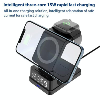 15W 4 In 1 Magnetic Desktop Wireless Charger Black