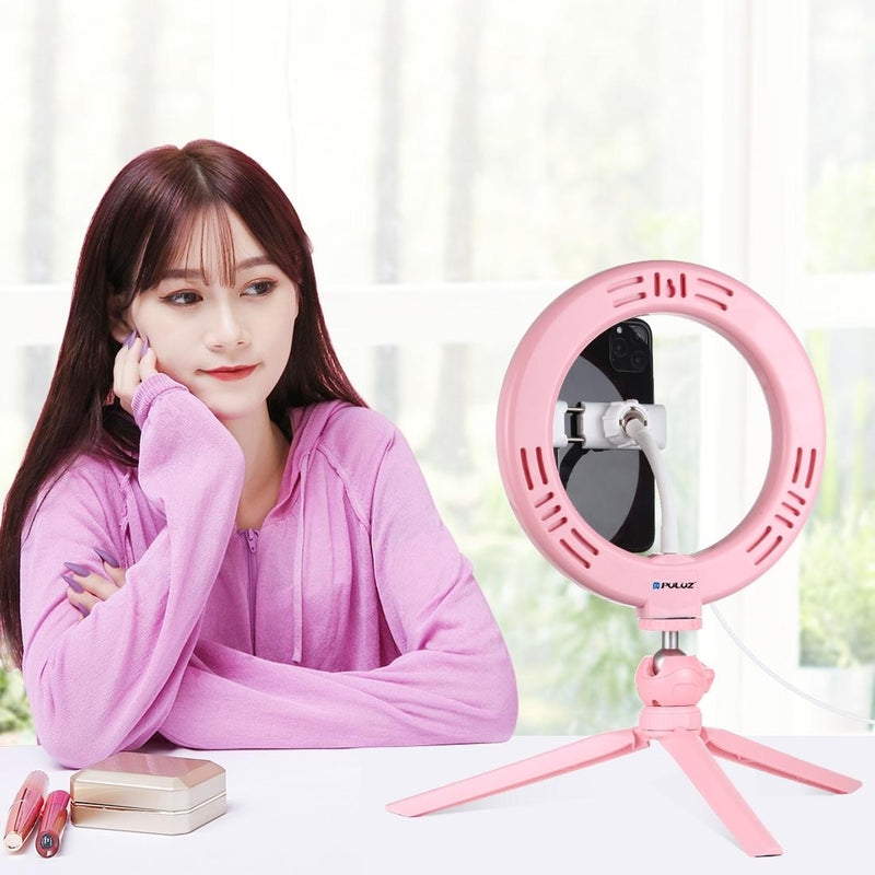7.9 Led Ring Light With Tripod And Phone Clamp - 3 Modes Dimmable Dual Colour Temperature