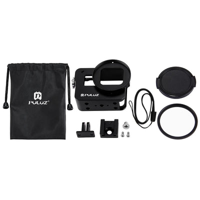 Aluminum Protective Cage with Uv Lens for Gopro Hero 2018 / 7 / 6 / 5 - 52mm - Black