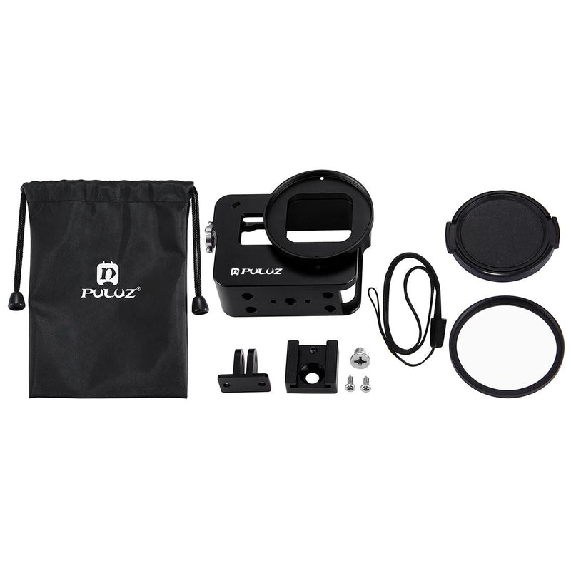 Aluminum Protective Cage with Uv Lens for Gopro Hero 2018 / 7 / 6 / 5 - 52mm - Black