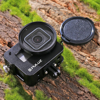 Aluminum Protective Cage with Uv Lens for Gopro Hero 2018 / 7 / 6 / 5 - 52mm - Black