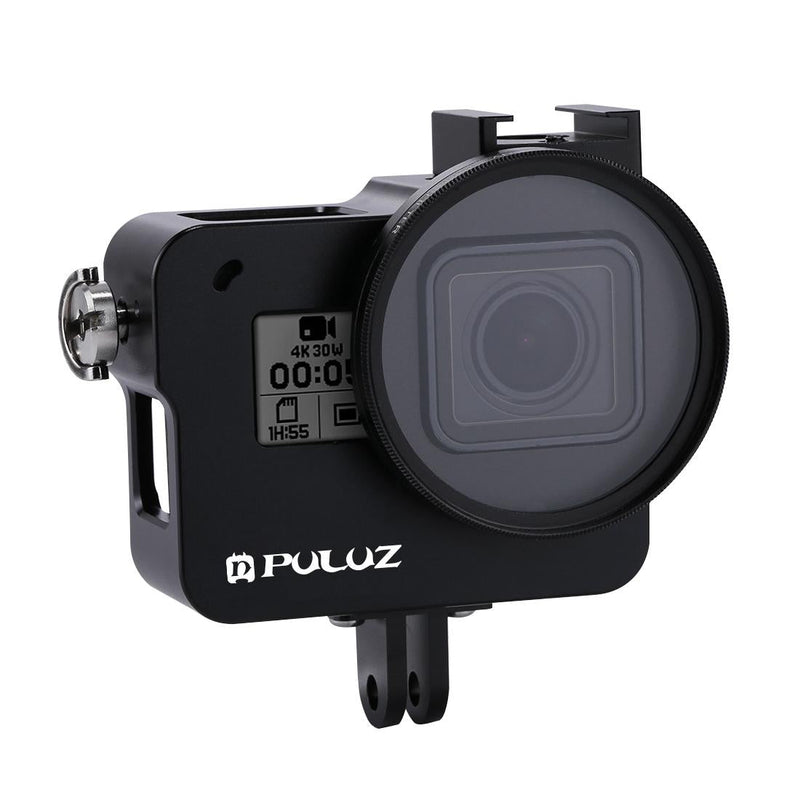 Aluminum Protective Cage with Uv Lens for Gopro Hero 2018 / 7 / 6 / 5 - 52mm - Black
