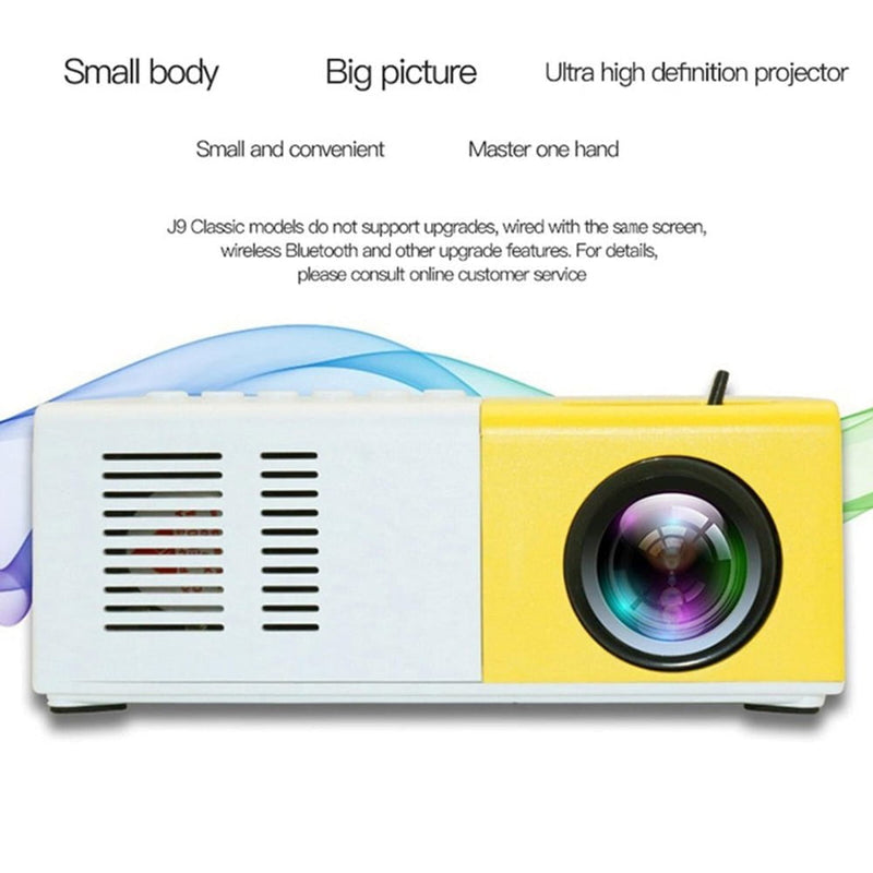 Portable Mini Led Home Theater Projector - 15 Ansi Lumens 1920X1080P - Black White