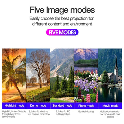 Portable Mini Led Home Theater Projector - 15 Ansi Lumens 1920X1080P - Black White