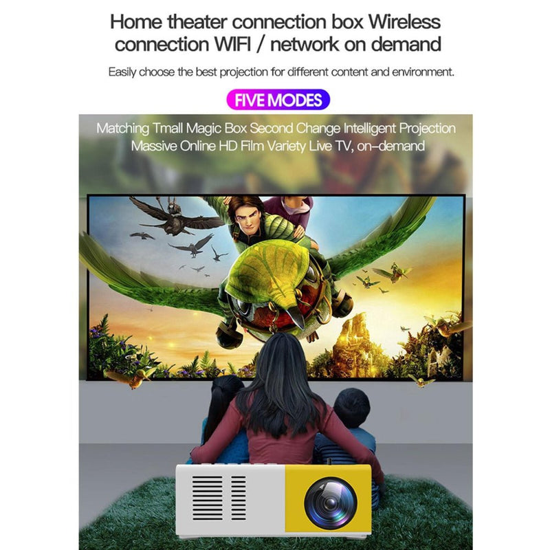 Portable Mini Led Home Theater Projector - 15 Ansi Lumens 1920X1080P - Black White