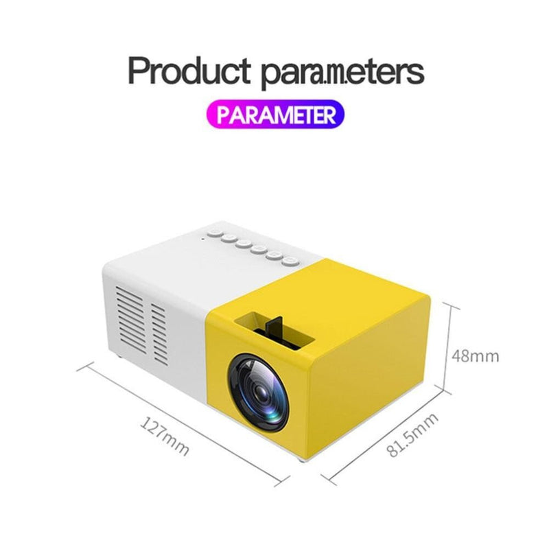 Portable Mini Led Home Theater Projector - 15 Ansi Lumens 1920X1080P - Black White