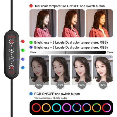 10.2 Curved Led Ring Light with Dual-colour Temperature Remote and Tripod
