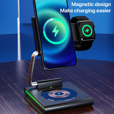 15W Foldable Magnetic Wireless Charger - Black
