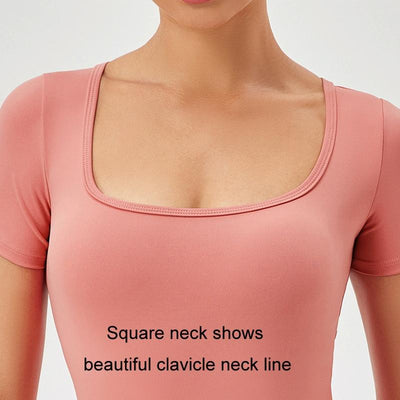 Quick Drying Women Square Neck Yoga Jumpsuit Size L - Dark Brown - Xl