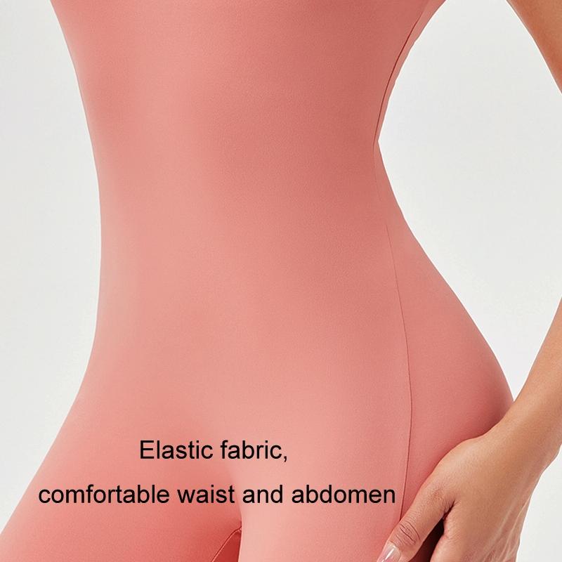 Quick Drying Women Square Neck Yoga Jumpsuit Size L - Dark Brown - Xl