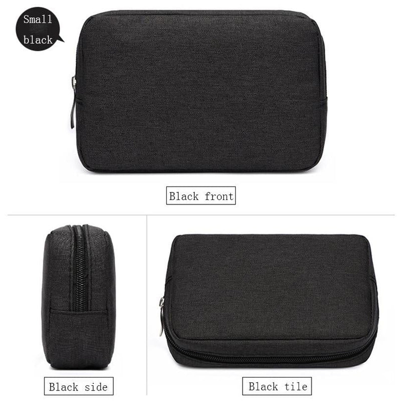 Versatile Headphone Charger & Data Cable Storage Bag - 17 x 11.5 x 5.5cm - Black