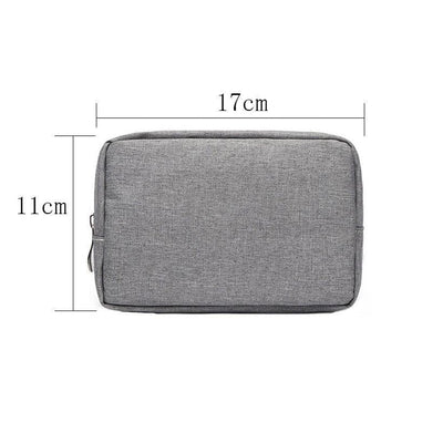 Versatile Headphone Charger & Data Cable Storage Bag - 17 x 11.5 x 5.5cm - Black