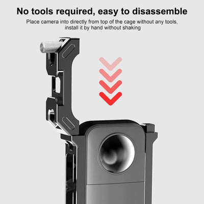 Metal Protective Cage for Insta360 X3 with Cold Shoe and Tripod Adapter