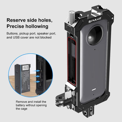 Metal Protective Cage for Insta360 X3 with Cold Shoe and Tripod Adapter