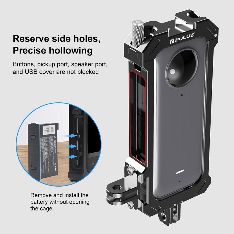 Metal Protective Cage for Insta360 X3 with Cold Shoe and Tripod Adapter