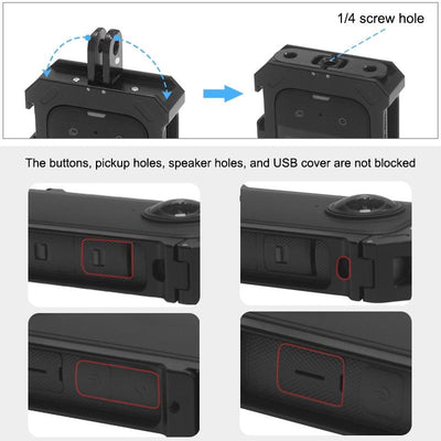 Metal Protective Cage for Insta360 X3 with Cold Shoe and Tripod Adapter