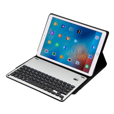 Aluminum Keyboard & Leather Tablet Case For Ipad Pro 10.5 / Air 2019 - Bluetooth Detachable Water Repellent - Black